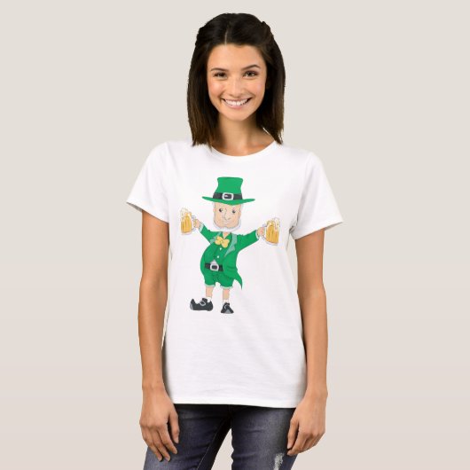 Leprechaun met bier t-shirt (Voorkant volledig)