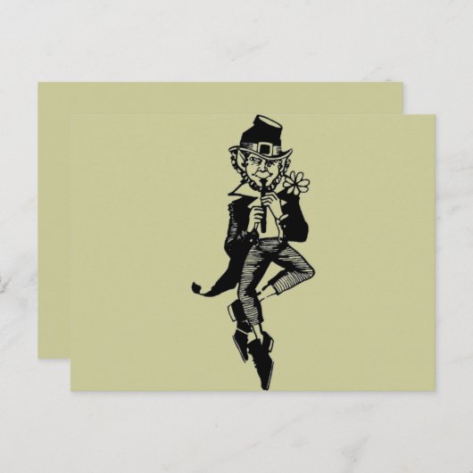 Leprechaun met Flute Briefkaart (Voorkant / Achterkant)
