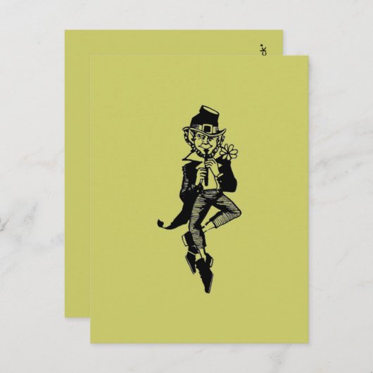 Leprechaun met Flute Briefkaart (Voorkant / Achterkant)