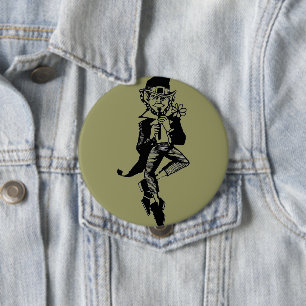 Leprechaun met Flute Ronde Button 4,0 Cm