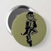 Leprechaun met Flute Ronde Button 4,0 Cm (Voorkant /achterkant)