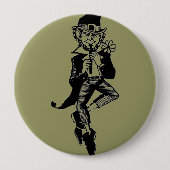 Leprechaun met Flute Ronde Button 4,0 Cm (Voorkant)