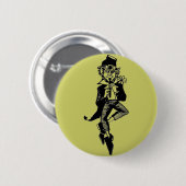 Leprechaun met Flute Ronde Button 5,7 Cm (Voorkant /achterkant)
