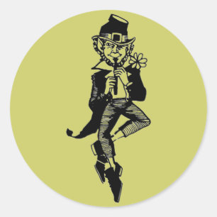 Leprechaun met Flute Ronde Sticker