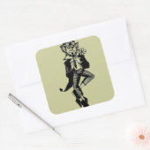 Leprechaun met Flute Vierkante Sticker (Envelop)