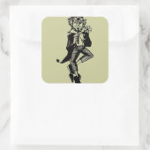 Leprechaun met Flute Vierkante Sticker (Tas)