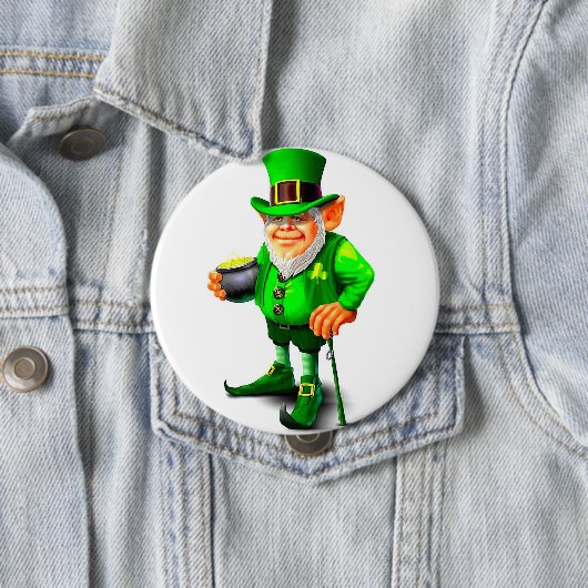LEPRECHAUN MET GOLD-toets Ronde Button 4,0 Cm (In situ)