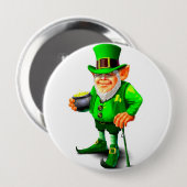 LEPRECHAUN MET GOLD-toets Ronde Button 4,0 Cm (Voorkant /achterkant)