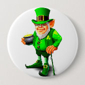 LEPRECHAUN MET GOLD-toets Ronde Button 4,0 Cm (Voorkant)