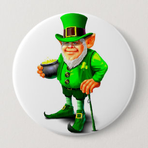 LEPRECHAUN MET GOLD-toets Ronde Button 4,0 Cm
