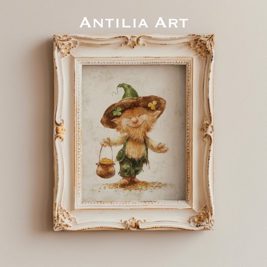 Leprechaun met Pot of Gold Painting St Patrick's Poster
