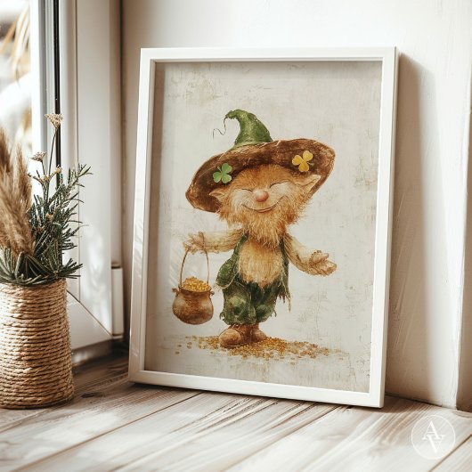 Leprechaun met Pot of Gold Painting St Patrick's Poster