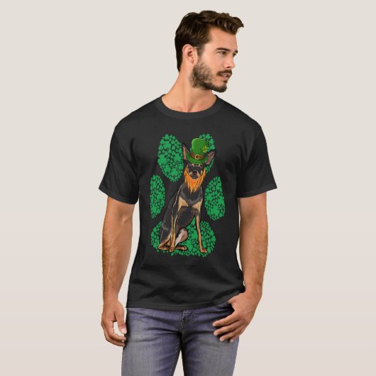 Leprechaun Miniature Pinscher St Patricks Day Sham T-shirt (Voorkant volledig)