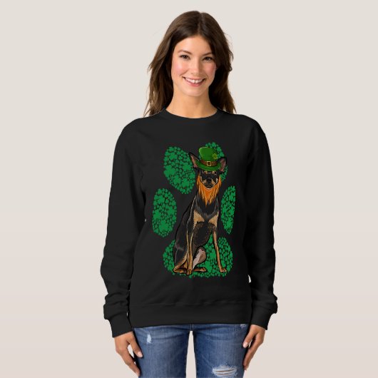 Leprechaun Miniature Pinscher St Patricks Day Sham Trui (Voorkant volledig)