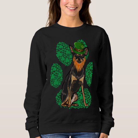 Leprechaun Miniature Pinscher St Patricks Day Sham Trui (Voorkant)