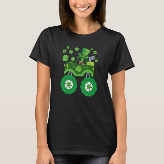 Leprechaun Monster Truck Pugs St Patricks Day Dog  T-shirt (Voorkant)