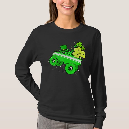 Leprechaun Monster Truck Shamrock St Patrick Day B T-shirt (Voorkant)