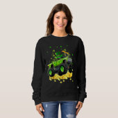 Leprechaun Monster Truck Shamrock St Patrick Day B Trui (Voorkant volledig)
