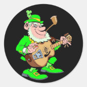 Leprechaun Musician Ronde Sticker (Voorkant)