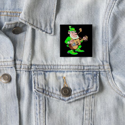Leprechaun Musician Vierkante Button 5,1 Cm (In situ)