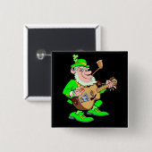 Leprechaun Musician Vierkante Button 5,1 Cm (Voorkant /achterkant)