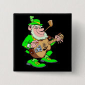 Leprechaun Musician Vierkante Button 5,1 Cm (Voorkant)