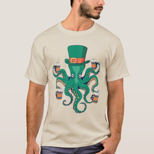 Leprechaun Octopus Cool St. Patrick's Day T-shirt (Voorkant)