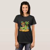 Leprechaun On Beach Funny Patrick's Day Hawaiian S T-shirt (Voorkant volledig)