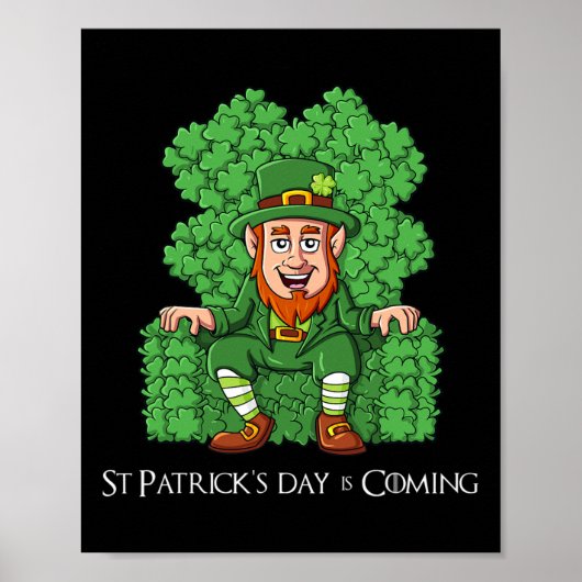 Leprechaun op klavertroon St Patricks Day Boys G Poster (Voorkant)