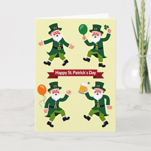 Leprechaun Patroon St. Patricks Dag Kaart (Voorkant)