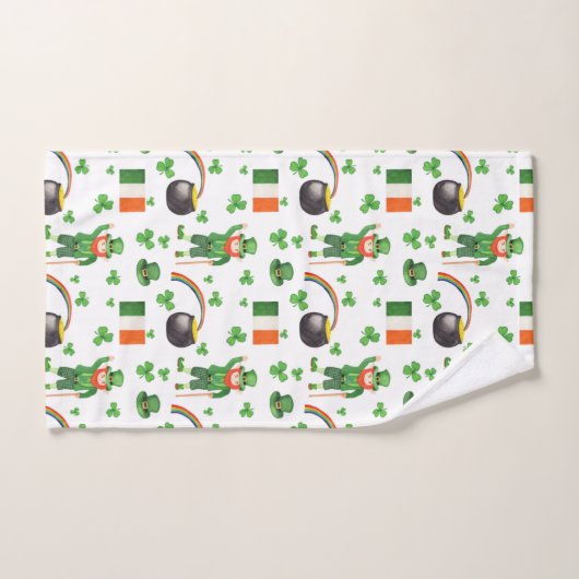Leprechaun Pattern, Irish, Ireland, St. Paddy's Handdoek (Handdoek)