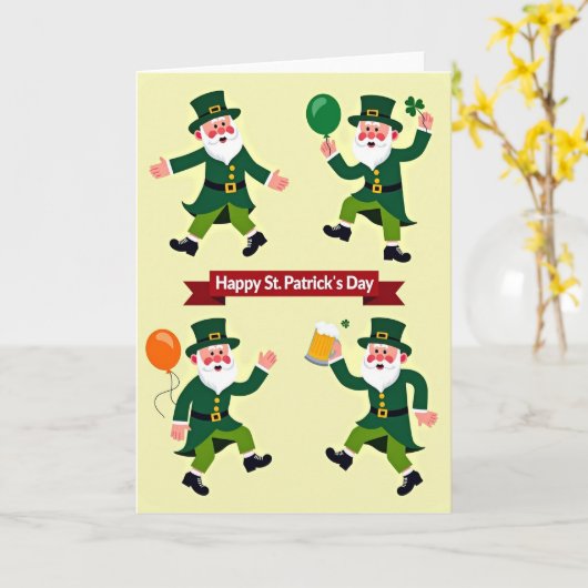 Leprechaun Pattern St Patricks Day Card Kaart (Gele Bloem)