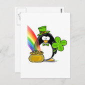 Leprechaun Penguin Briefkaart (Voorkant / Achterkant)