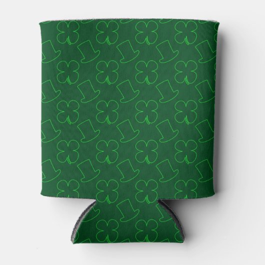 Leprechaun Pet en Clover Pattern Blikjeskoeler (Voorkant)