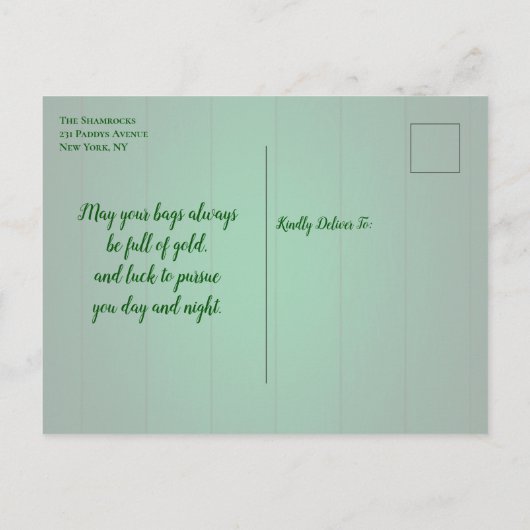 Leprechaun Pet en gouden St. Patrick's Day Uitnodiging Briefkaart (Achterkant)