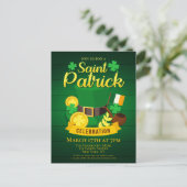 Leprechaun Pet en gouden St. Patrick's Day Uitnodiging Briefkaart (Staand voorkant)