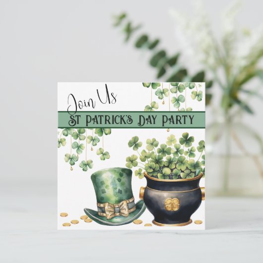Leprechaun Pet en Pot O Clover St Patrick's Day Kaart (Staand voorkant)
