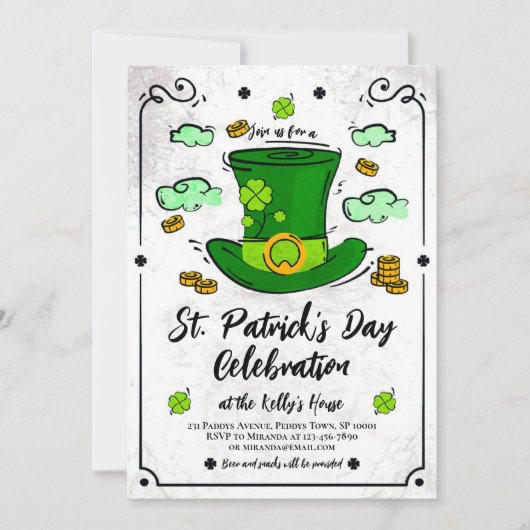 Leprechaun Pet en Shamrocks Saint Patrick's Day Kaart (Voorkant)