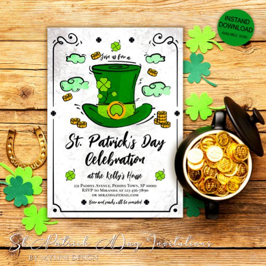 Leprechaun Pet en Shamrocks Saint Patrick's Day Kaart