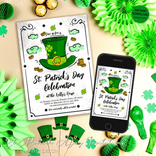 Leprechaun Pet en Shamrocks Saint Patrick's Day Kaart