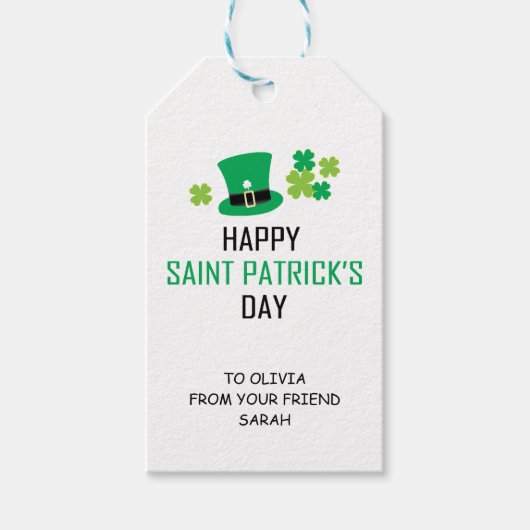 Leprechaun Pet en Shamrocks St Patrick's Day Cadeaulabel (Voorkant)