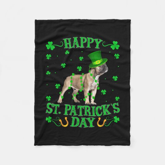 Leprechaun Pet Franse Bulldog St. Patrick's Day Fleece Deken (Voorkant)