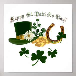 Leprechaun Pet Gold Hoefijzer - St Patrick's Poster