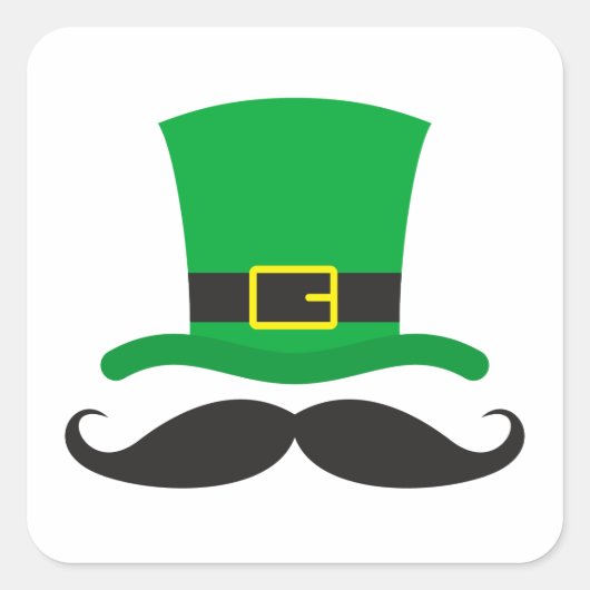 Leprechaun pet grappige snor St Patrick's dag Vierkante Sticker (Voorkant)