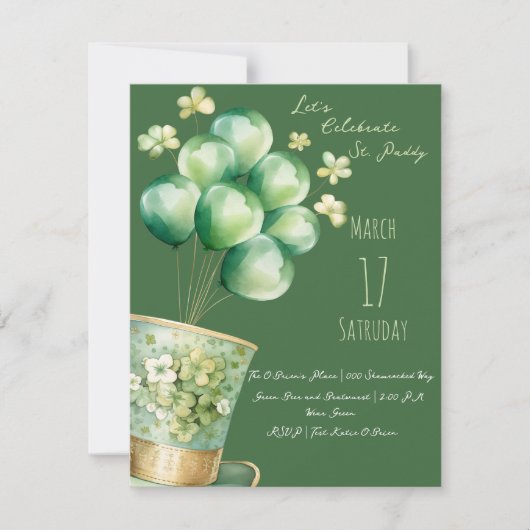 Leprechaun Pet met ballonnen en shamrocks Kaart (Voorkant)