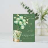 Leprechaun Pet met ballonnen en shamrocks Kaart (Staand voorkant)