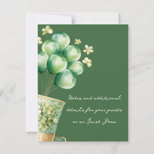 Leprechaun Pet met ballonnen en shamrocks Kaart (Achterkant)