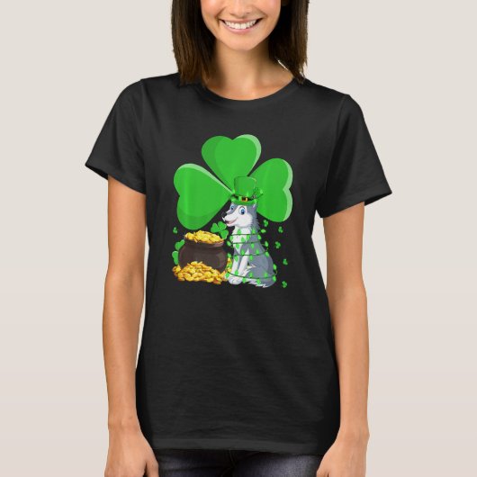 Leprechaun Pet Shamrock Leaf Wolf St Patrick S Day T-shirt (Voorkant)