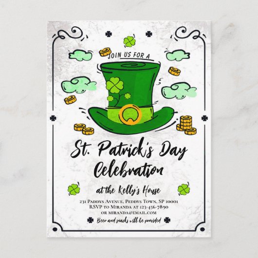  Leprechaun Pet St. Patrick's Day Uitnodiging Briefkaart (Voorkant)