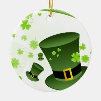 Leprechaun-petten met 4 bladklavers keramisch ornament